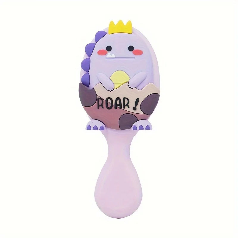 Cute Dinosaur Design Mini Detangling Brush - Air Cushion Scalp Massager for Smooth Hair Oasis Select Purple