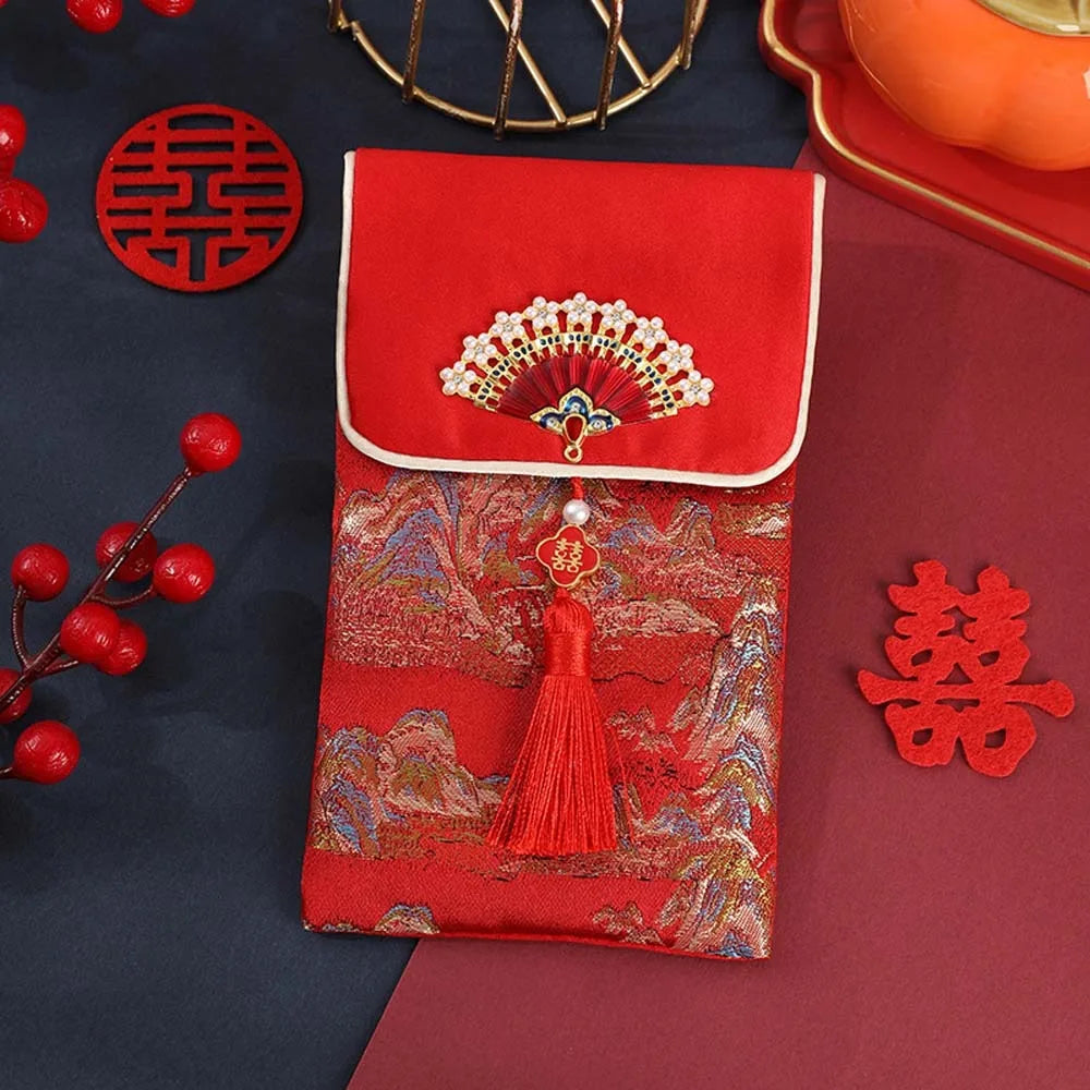 2025 Lunar New Year Brocade Red Envelope HongBao with Tassel
