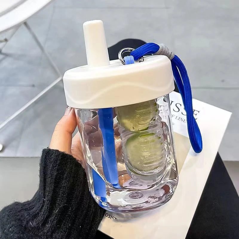 Dudu Tea Infuser Straw Cup Leakproof Portable Tea Cup with Filter for Home Office Travel Oasis Select white