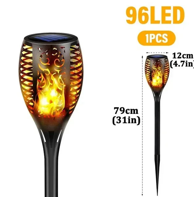 1-10Pack Solar Flame Light Outdoor 96/12 LEDs Flickering Torch Waterproof Night Lamp Garden Decoration for Lawn Path Yard Patio Oasis Select houyan 96LED Solar Charge