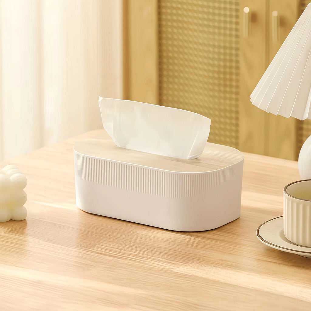 Nordic Minimalist Tissue Box Bamboo Lid Arch Napkin Dispenser Large Facial Paper Holder for Bathroom Bedroom Home Decor Oasis Select