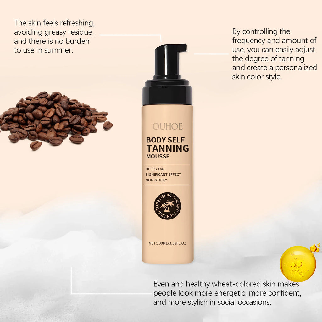 100ML Sunless Body Tanning Mousse Gentle Hydrating Enhance Healthy Gloss Improve Smoothness Non-greasy Bronzer Tanning Cream Oasis Select