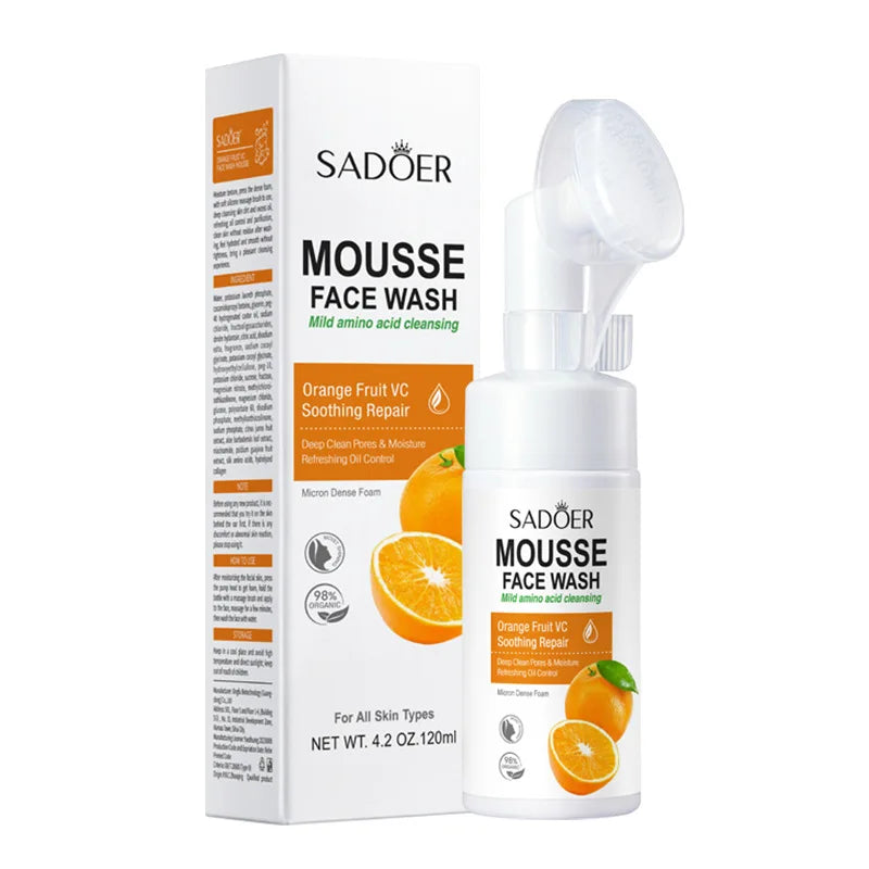 SAODER Fruit Foam Facial Cleanser – Korean Moisturizing Wash Foam Facial Cleanser Oasis Select Orange