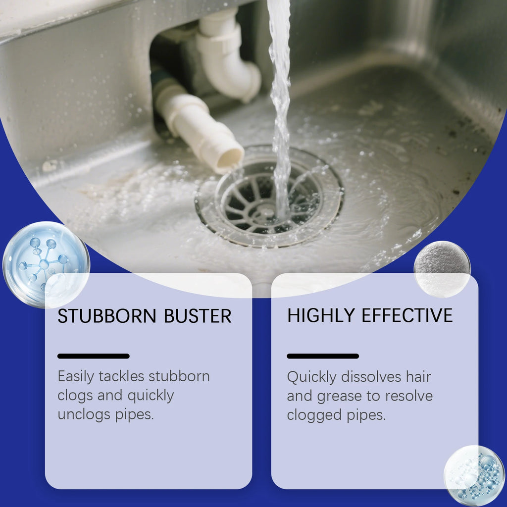 Pipeline Blockage Remover Cleaner for Bathroom Kitchen Clogs Dissolves Hair Soap Scum and Grease Household Cleaner Oasis Select