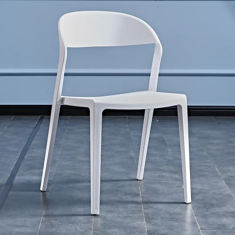 Nordic simple plastic chair household dining chair adult leisure creative desk chair lazy backrest stool Oasis Select White 2 pieces
