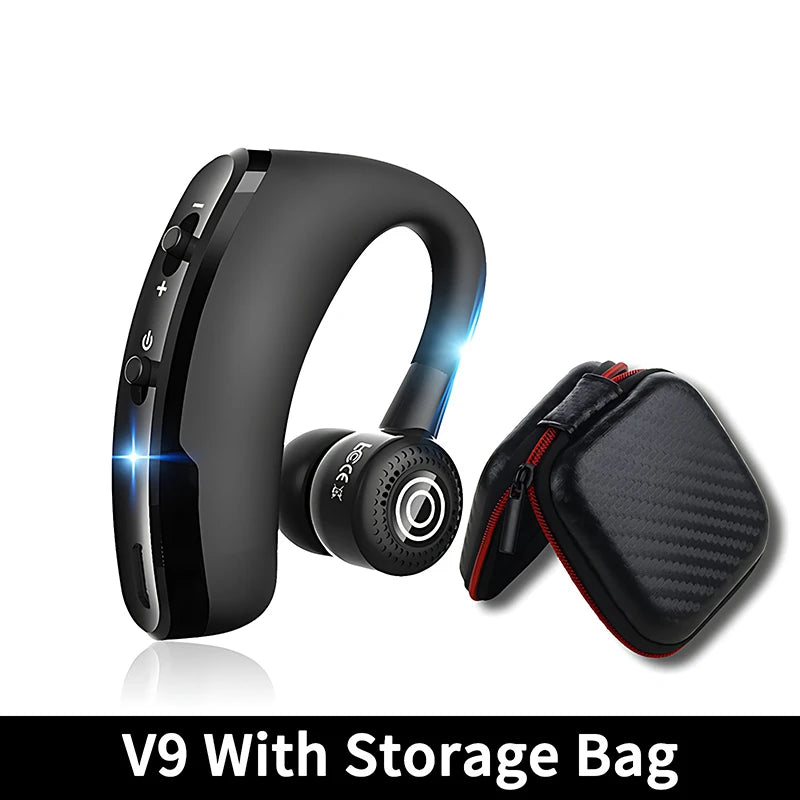 NEW V9 Bluetooth Earphone Long Standby Business Headphone HD Call Bluetooth Wireless Earbuds With MIC For iphone samsung Huawei Oasis Select V9 With Bag