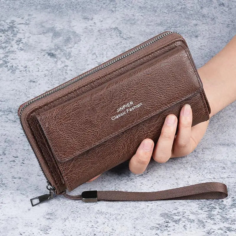 Men's Long Zipper Wallet | Multi-Card Slots & Coin Pocket