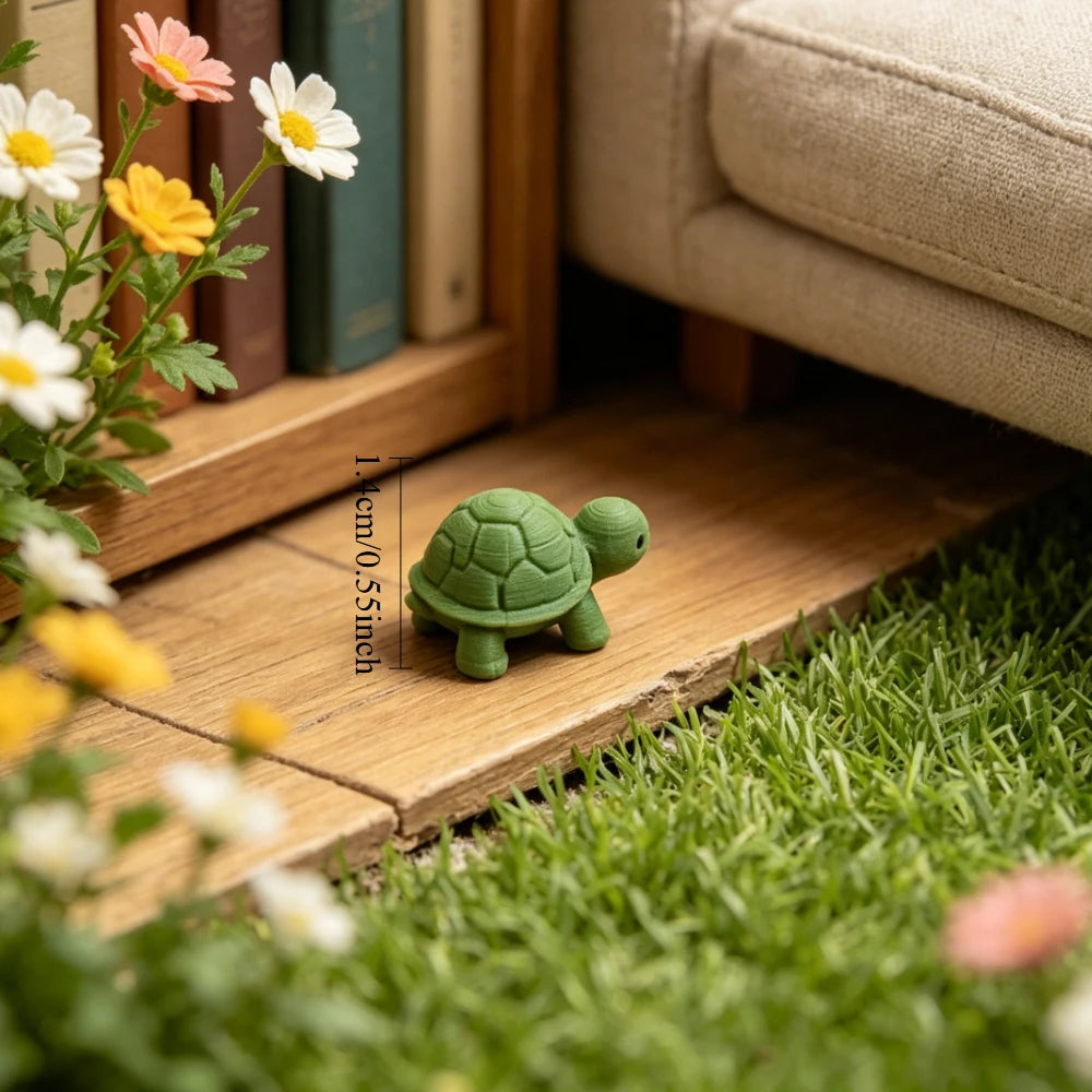 5Pcs Mini Tiny Turtle Figurine Set 3D Printing Hide Seek Micro Tortoise Ornament for Bonsai Decor Desk Prank Toy Dollhouse Decor Oasis Select 5pcs tortoise