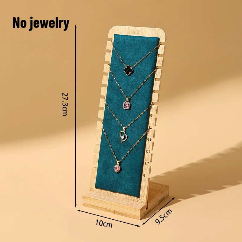 1pcs Jewelry Display Rack Necklace Hanging Bamboo and Wood Jewelry Bracelet Storage Rack Sweater Chain Storage Oasis Select Green