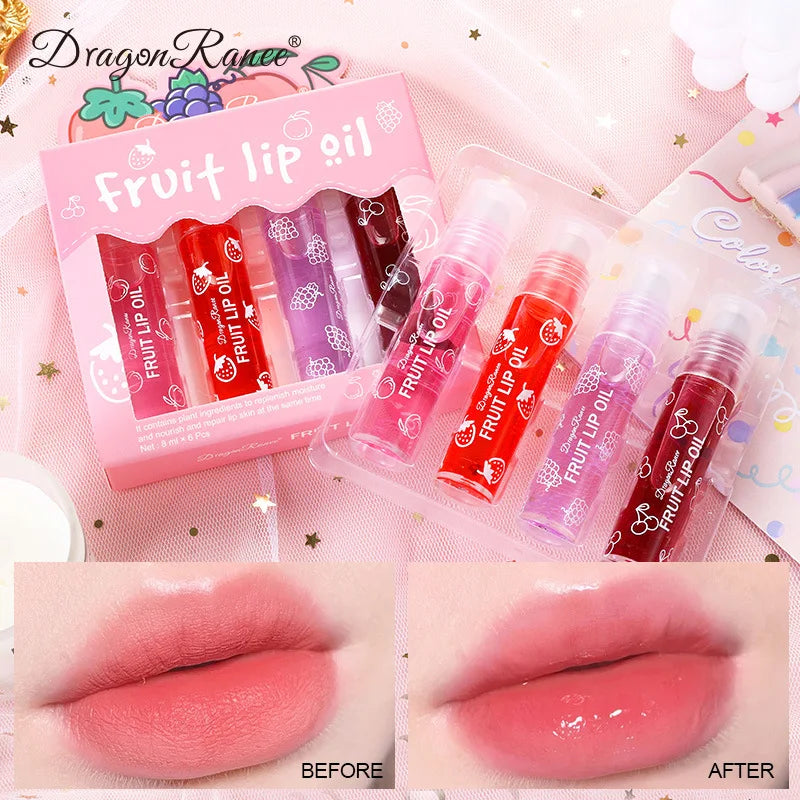 4 Pack Roller Ball Lip Oils Moisturizing Hydration Transparent Balm Nourishing Care Prevent Dry Lips Health Oasis Select army green