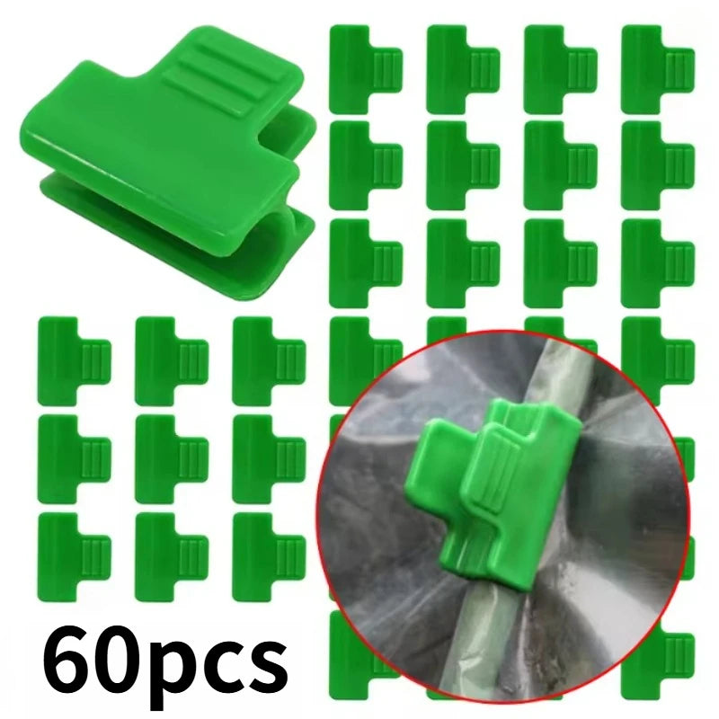 60pcs Green Plastic Greenhouse Film Clips - Heavy-Duty Windproof Garden Clips for Securing Mulch, Tarp & Plant Covers Oasis Select