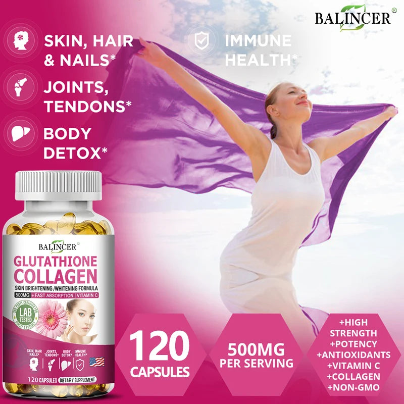 Glutathione 500mg Supplement – Collagen & Antioxidant Support