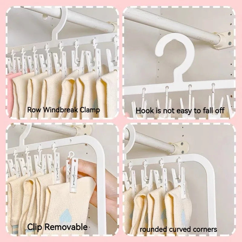 18/26 Clips Multi-layer Detachable Drying Rack Portable Clothes Hanger Household Organizer for Sock Underwear Towel Kid Garment Oasis Select