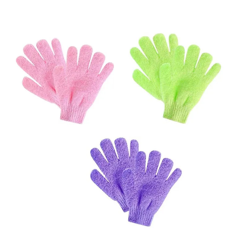 1/2/3pairs Five Fingers Bath Gloves Peeling Exfoliating Household Shower Towel Scrub Body Wash Elastic Wipe Body Cleaning Tools Oasis Select 3pairs mix 1
