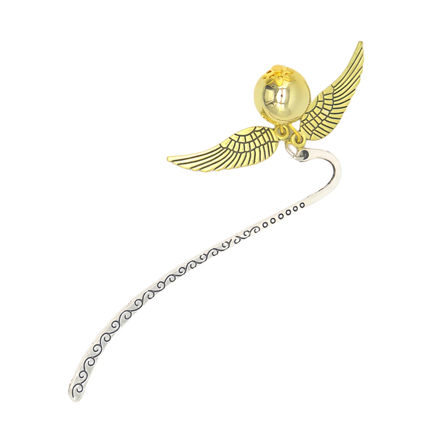 Magic Academy Metal Bookmark with Ornament Golden Snitch Hogwarts Reading Gift Christmas Stocking Book Lover Gift (Silver/Gold) Oasis Select Small - silver