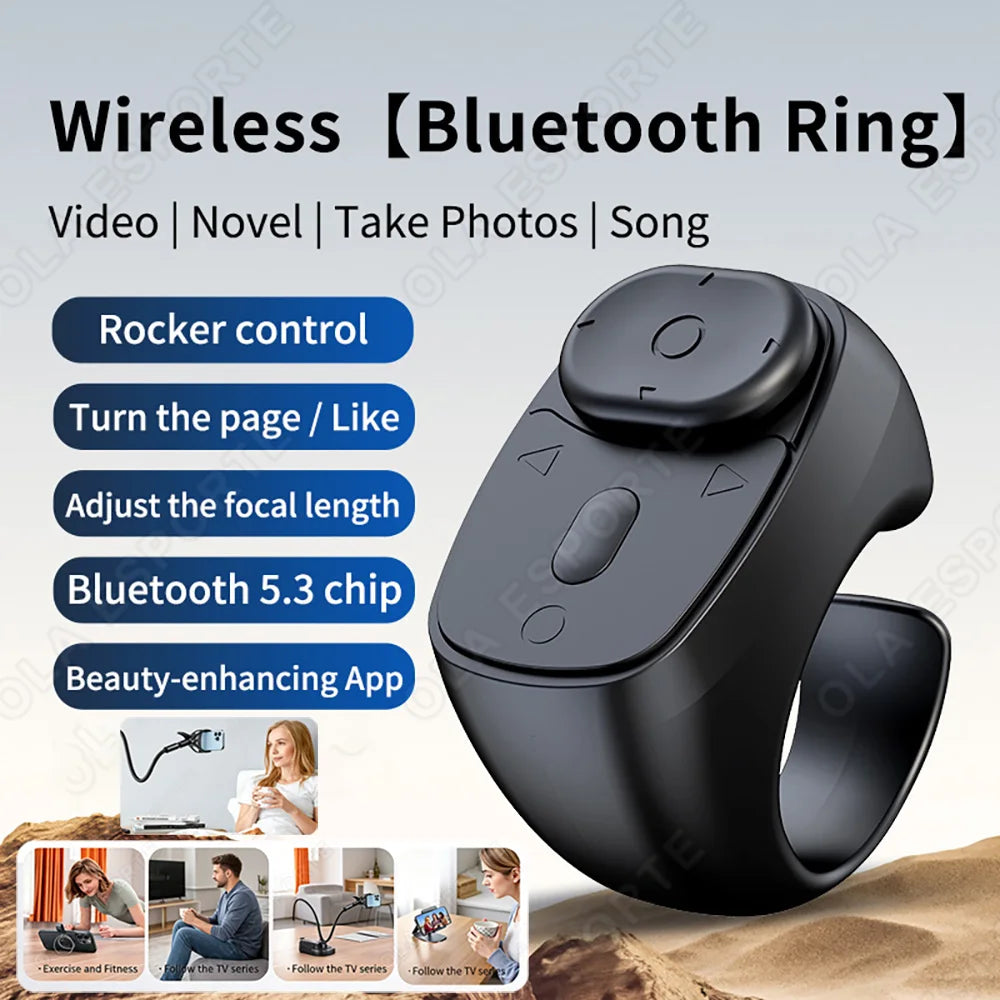 Bluetooth Ring Remote – Page Turner, Camera & Selfie Control