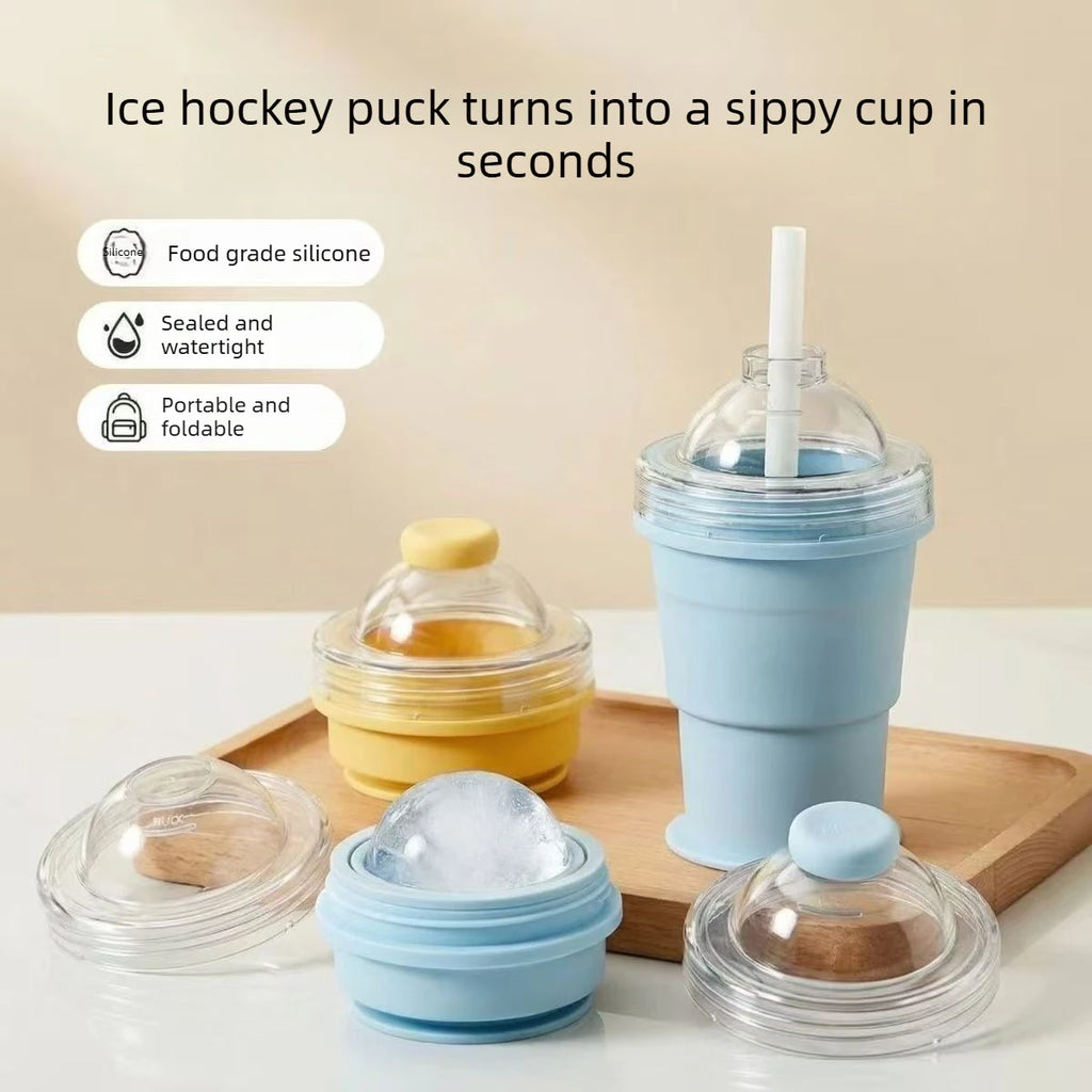 Foldable Silicone Ice Ball Maker Cup Ice Mold for Whiskey Cocktails Large Sphere Easy Release Reusable Freezer Travel Mug Oasis Select