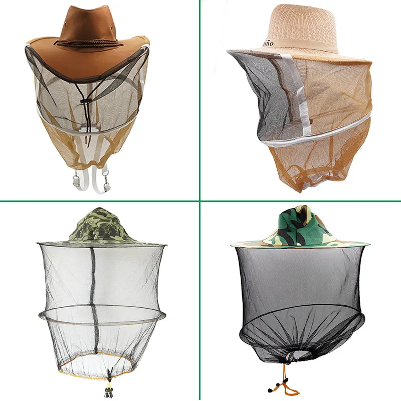 BeeKeeping Protective Bee Hat Anti Two-Layer Head Top Camouflage Hat-Veil Combo Bee Hat Bug Mesh Mask Beekeeping Tools Oasis Select