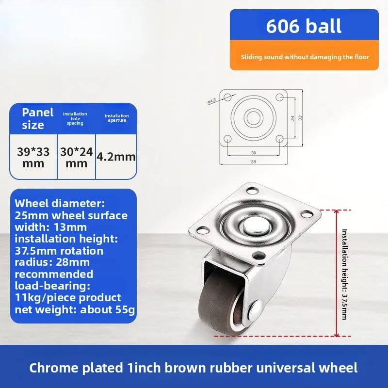 1 1.25 1.5 2 Inch Furniture Caster Soft Rubber Universal Wheel Swivel Caster Roller Wheel For Platform Trolley Accessories Oasis Select 1 inch universal 1.0 Inch