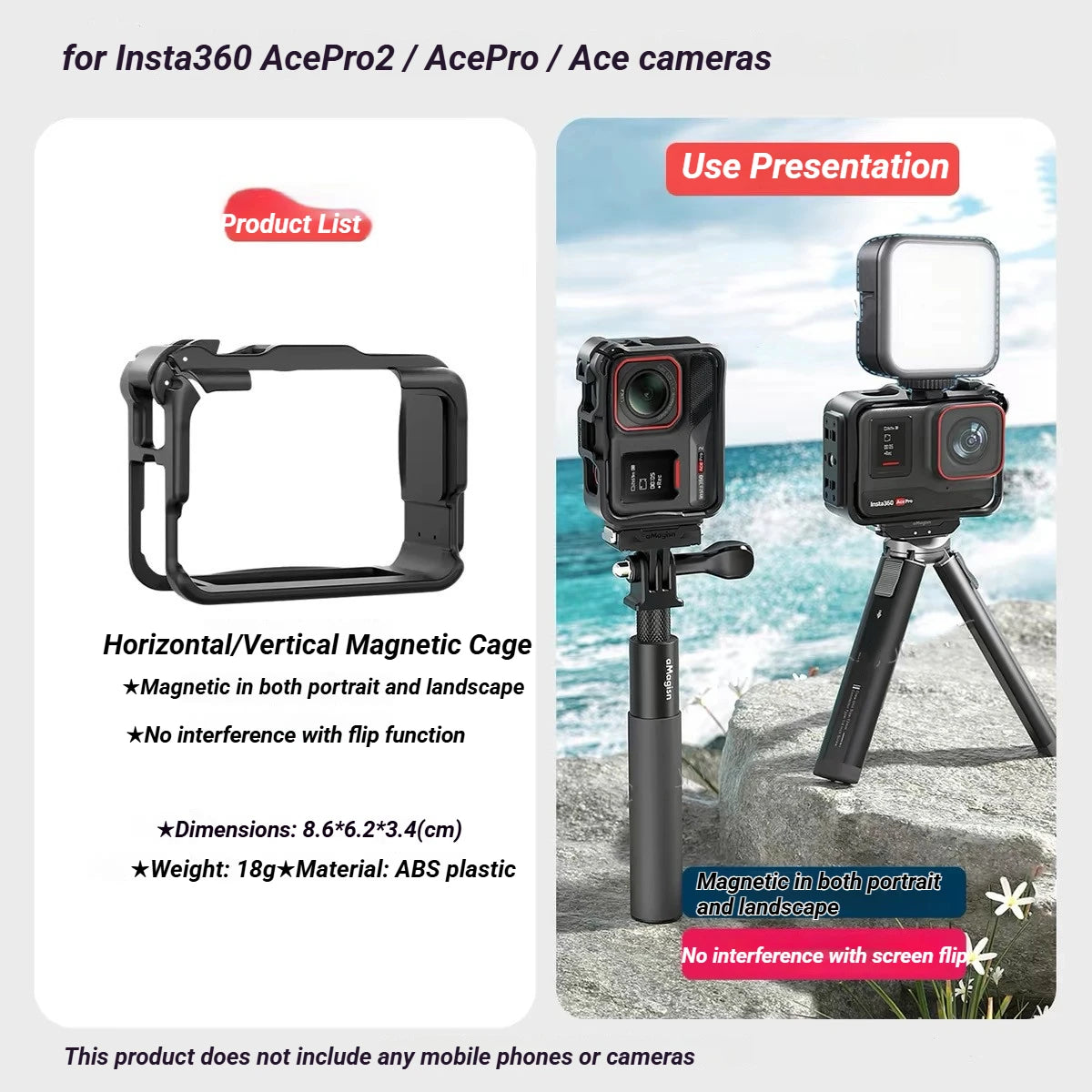 aMagisn Plastic Cage for Insta360 Ace Pro 2 / Ace Pro / Ace