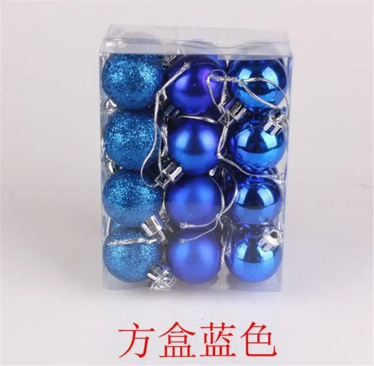 24Pcs Christmas Balls Ornament Plastic Christmas Tree Gold Red Pink Ball Pendant Hanging Decor Christmas Decoration Navidad Oasis Select Blue