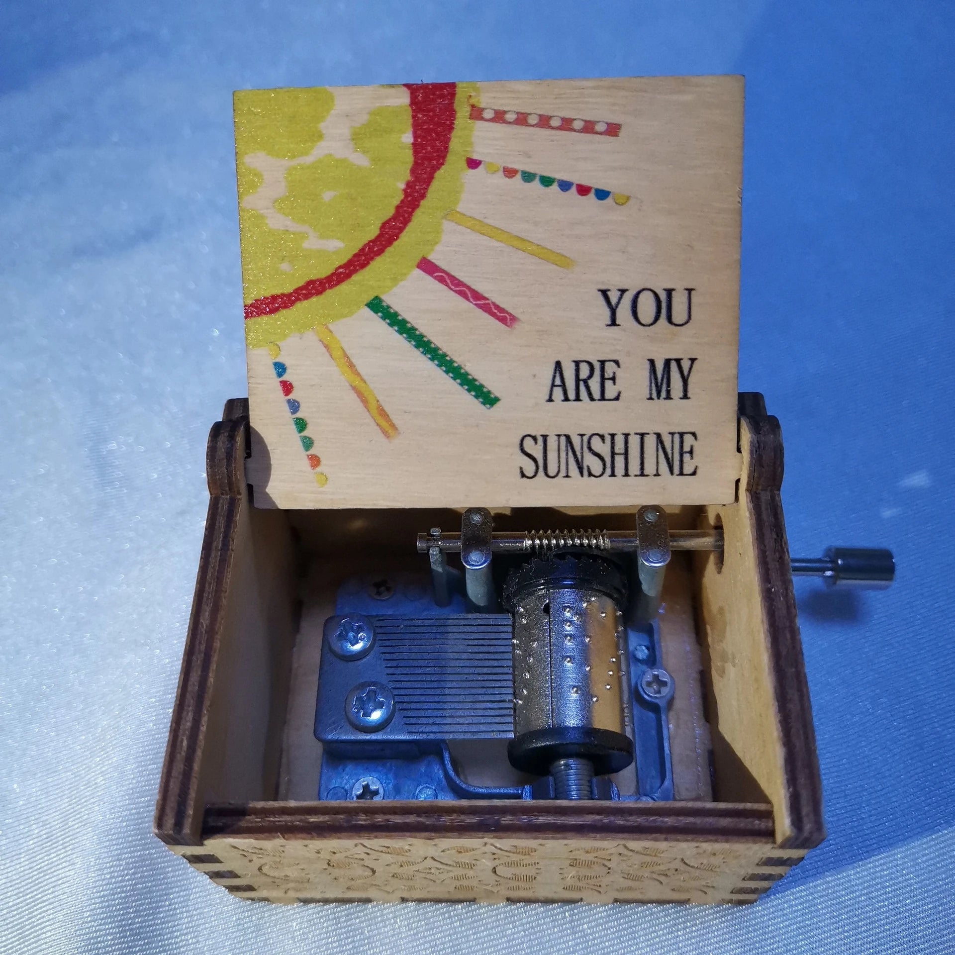 Wooden hand cranked music box, you are my sunshine music painting boutique gift, music box Oasis Select 19