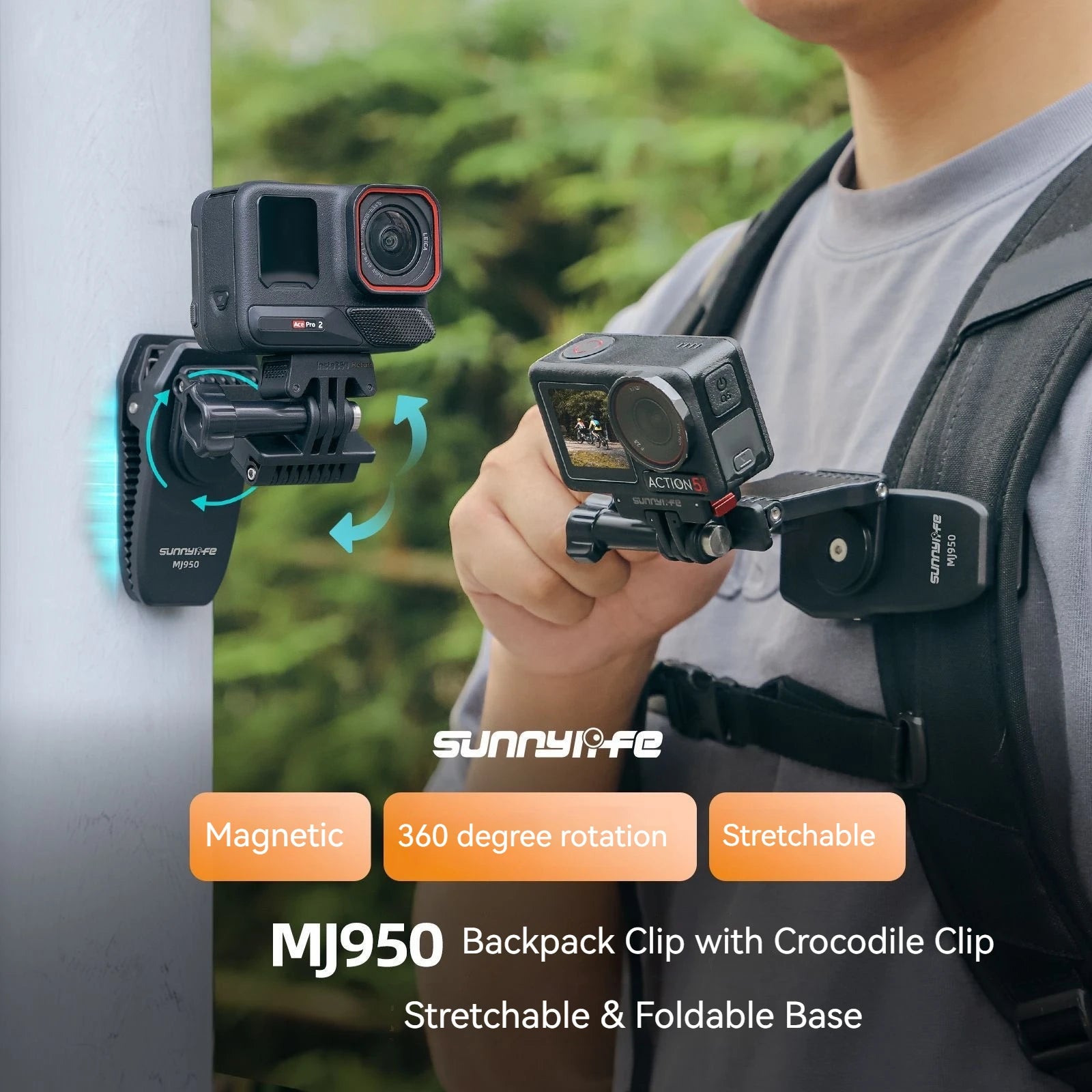Sunnylife Magnetic Backpack Clip for DJI, GoPro & Insta360
