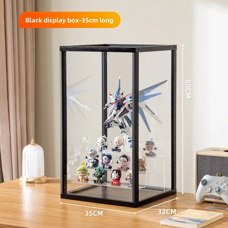 Figure Cabinet Wine Cabinet Toy Storage Rack Display Cabinet Household Sub-dustproof Transparent Cabinet Lego Display Cabinet Oasis Select Black Large