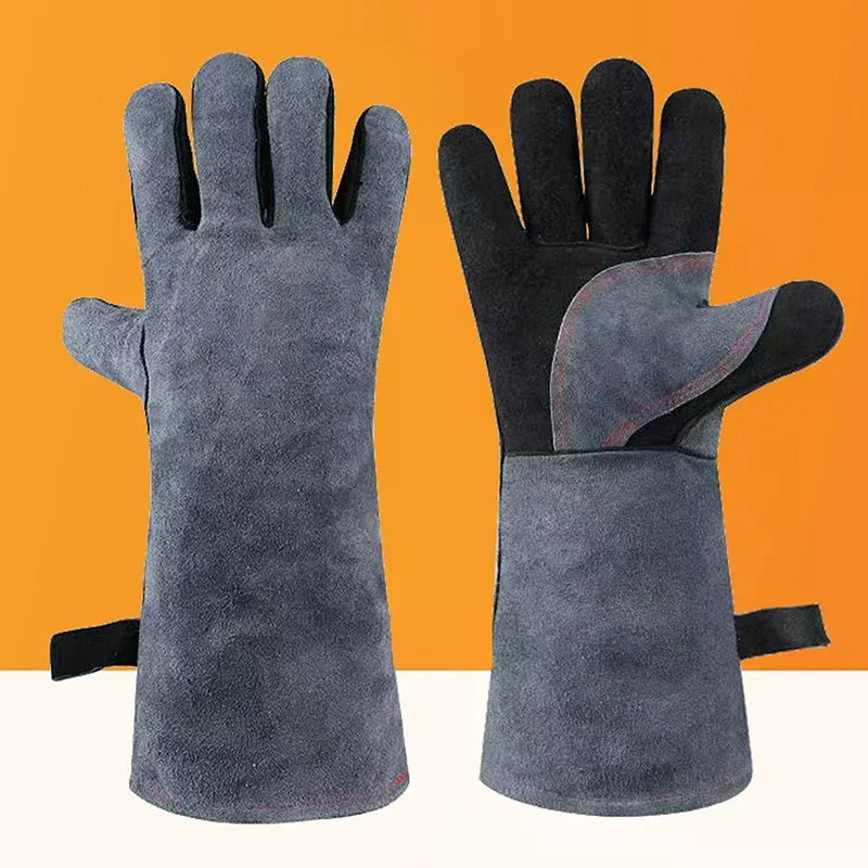 40CM Long Welding Gloves Tig/Mig Welding Gloves BBQ Oven Glove Guantes Para Soldar Heat- Insulated Mittens Oasis Select