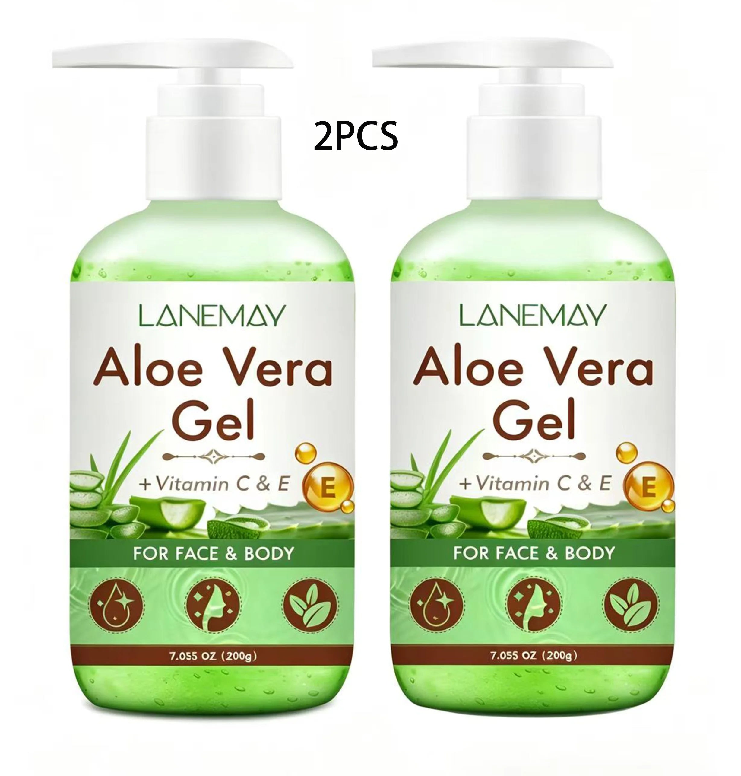 2-Pack Vitamin C & E Aloe Vera Gel – Face & Body Moisturizer Aloe Vera Gel Oasis Select Beige 400g