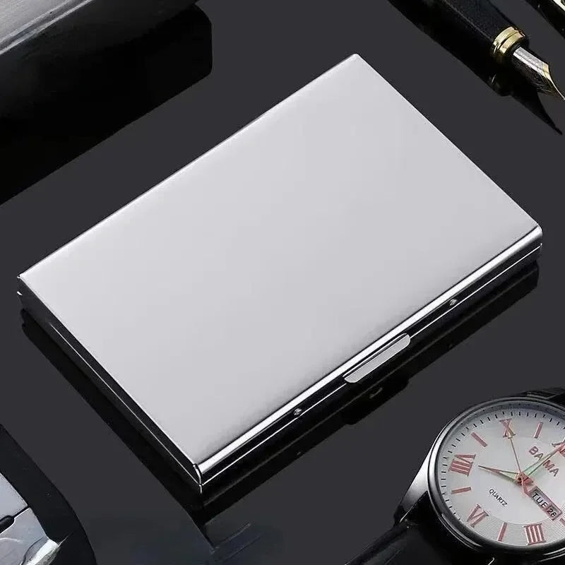 6 Slots Stainless Credit Card Holder Men Slim Anti RFID Travel ID Cardholder Debit Box Women Wallet Metal Case Porte Carte Oasis Select Silver