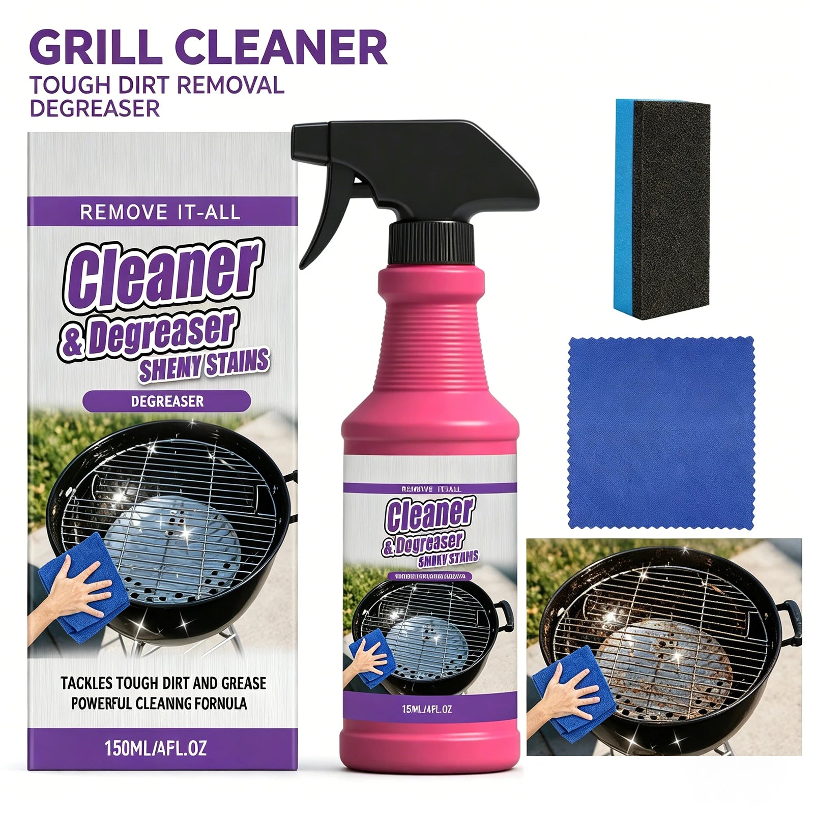 Heavy Duty BBQ Grill Cleaner Spray – Grease & Stain Remover Grill Cleaner Spray Oasis Select