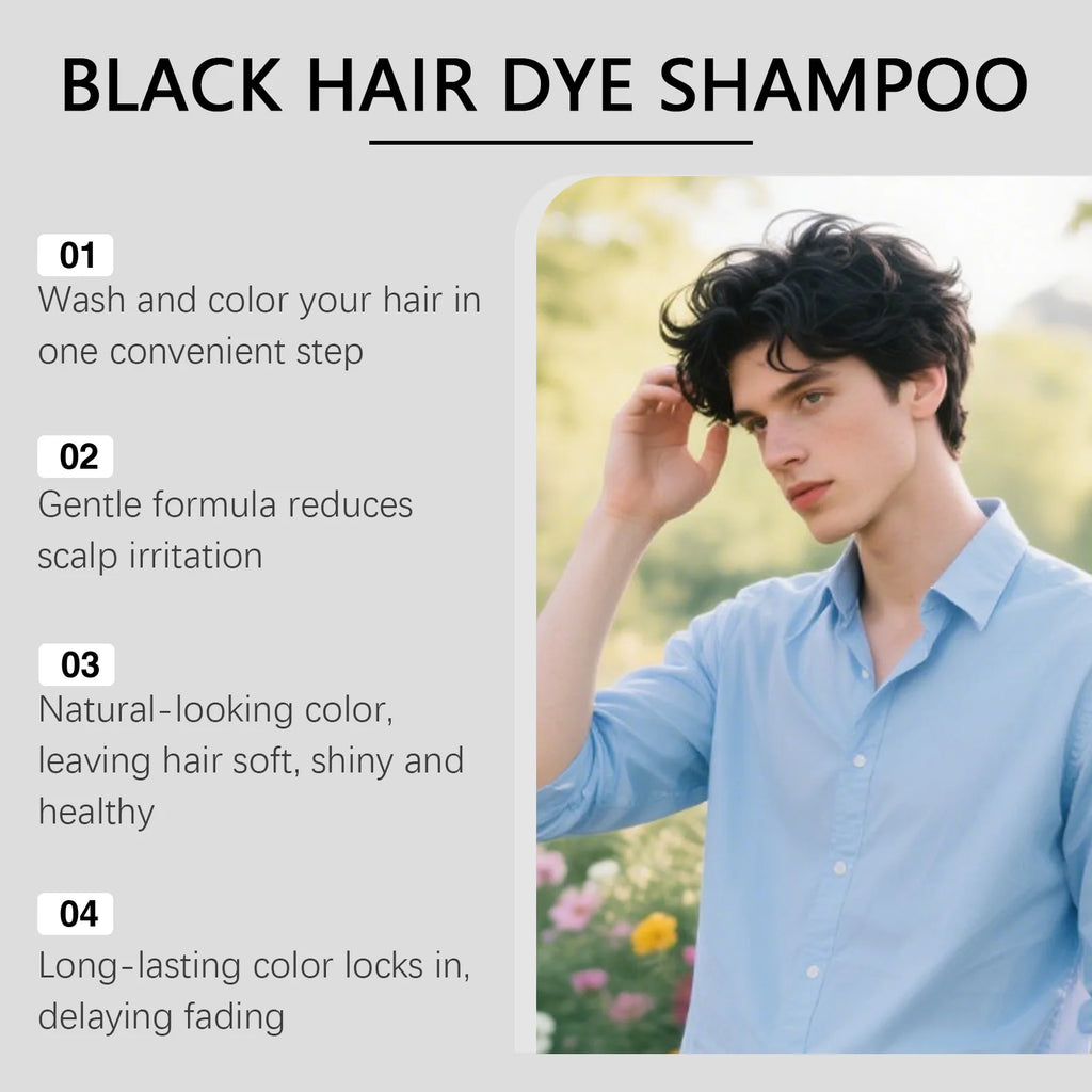 East Moon Black Men's Hair Shampoo – Gray Coverage & Shine Hair Color Shampoo Oasis Select