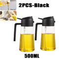 Olive Oil Spray Bottle for Oil Bottle Pouring for Cooking Oil Spices Camping Dispenser with Automatic Lid Spice Shaker Oasis Select 2PCS-black
