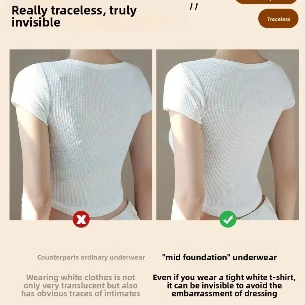 Traceless Right-angle Shoulder Bra Breathable Tops Reduces Accessory Breast Size Straight Shoulder Vest Oasis Select