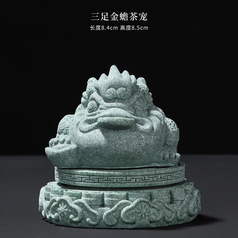 Fortune Comes Creative Pixiu Tea Pet Chinese Style Auspicious Beast Ornament Tea Set Accessory Home Decoration Display Gift Oasis Select Golden Toad Tea Pet 2
