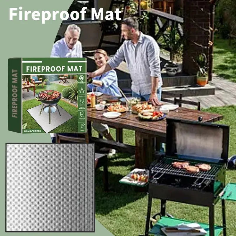 Outdoor BBQ Mat Floor Protector Mat camping Heat Resistant Fireproof Mat Anti-Slip Reusable Oilproof Waterproof Fireplace Mat Oasis Select