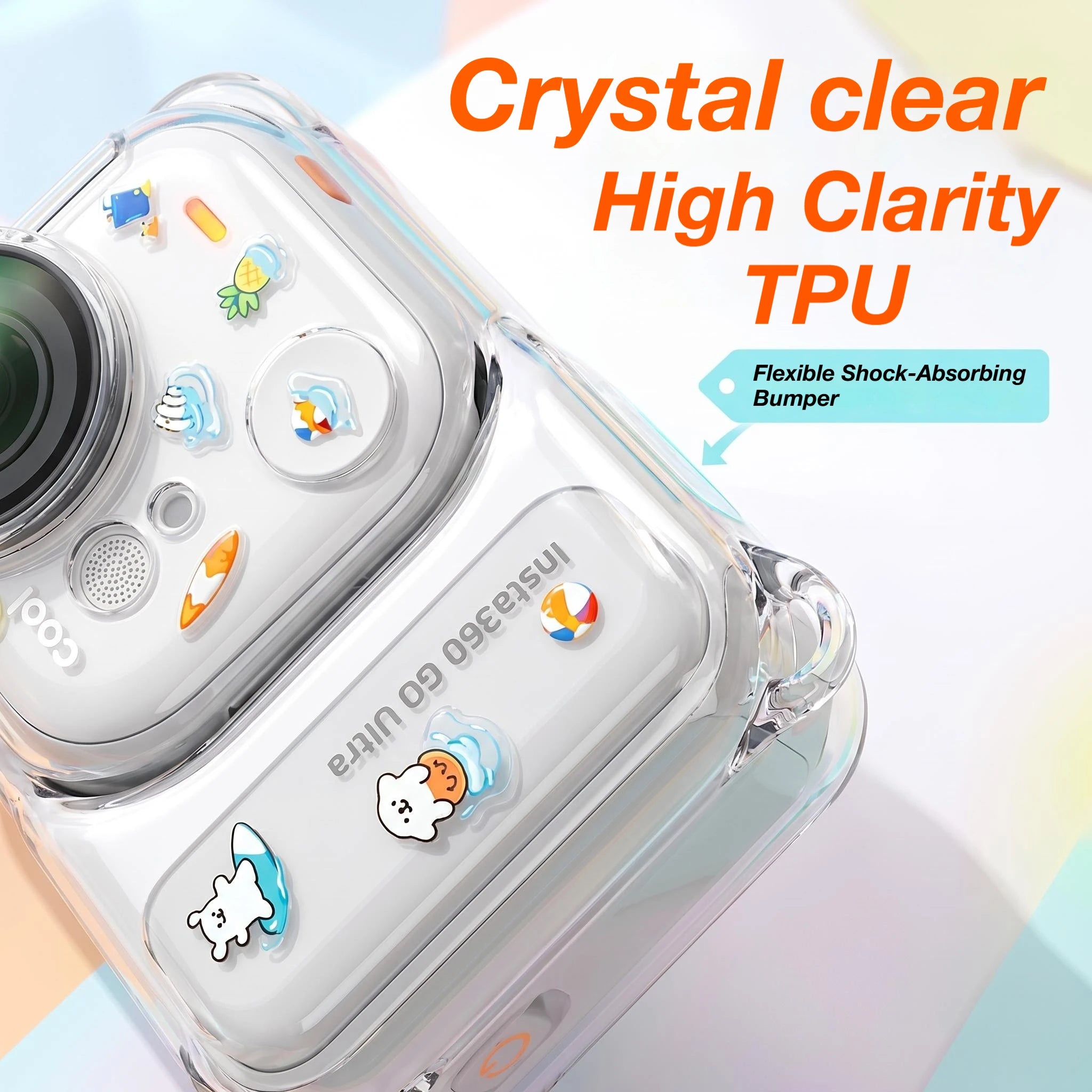 TPU Protective Case for Insta360 Go Ultra + Lens Cap & Lanyard