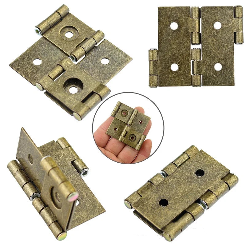 2PCS Double open Butt Hinges Metal Fold Hinge Jewelry Box Cabinet Connector Fittings Furniture Decorative Hardware Accessories Oasis Select