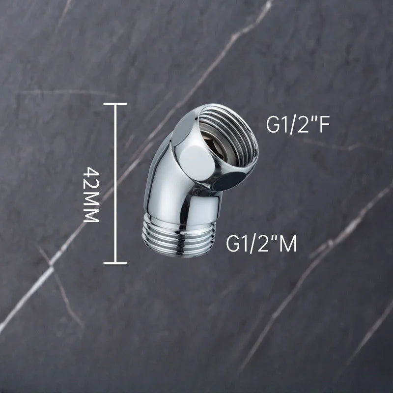 Shower Head Elbow Adapter G1/2 Connections Shower Arm Extension Angle 135° Elbow Hand Shower Top Spray Elbow Connector Oasis Select 42mm