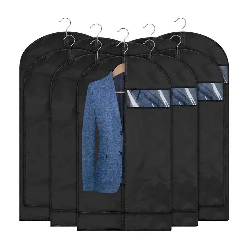 5PCS Dustproof Cloth Cover Bags Clothes Hanging Garment Dress Suit Coat Dust Cover Home Storage Bag Pouch Case Organizer Oasis Select
