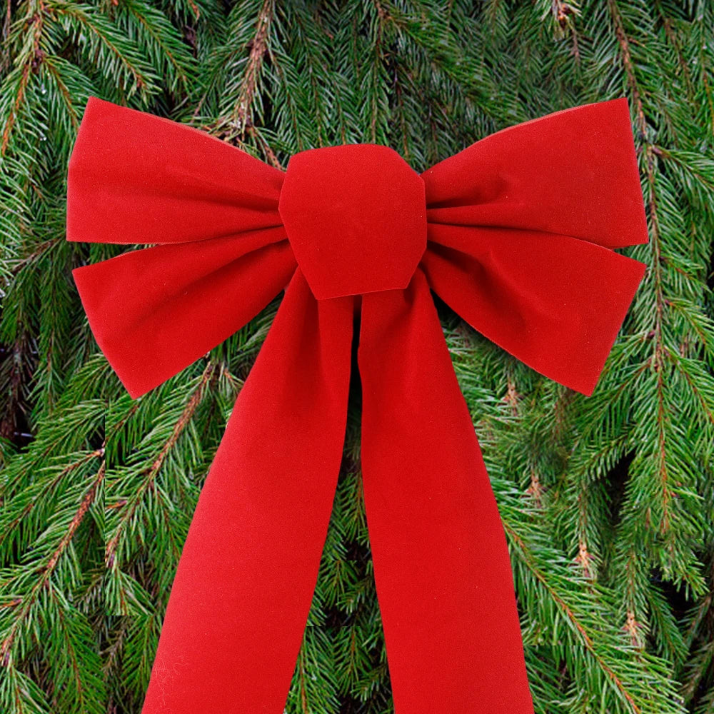 Large Christmas Bow Red Velvet Bow Christmas Tree Topper Decoration Wreath Bows for Door New Year Christmas Party Decoration Oasis Select