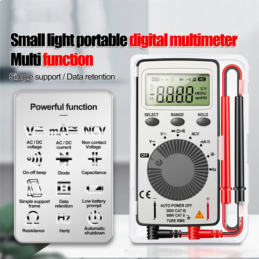 AN101 Mini Digital Multimeter 4000Count T-RMS AC/DC NCV Capacitance Ammeter Voltmeter Tester Multimetro Digital Profesional Test Oasis Select