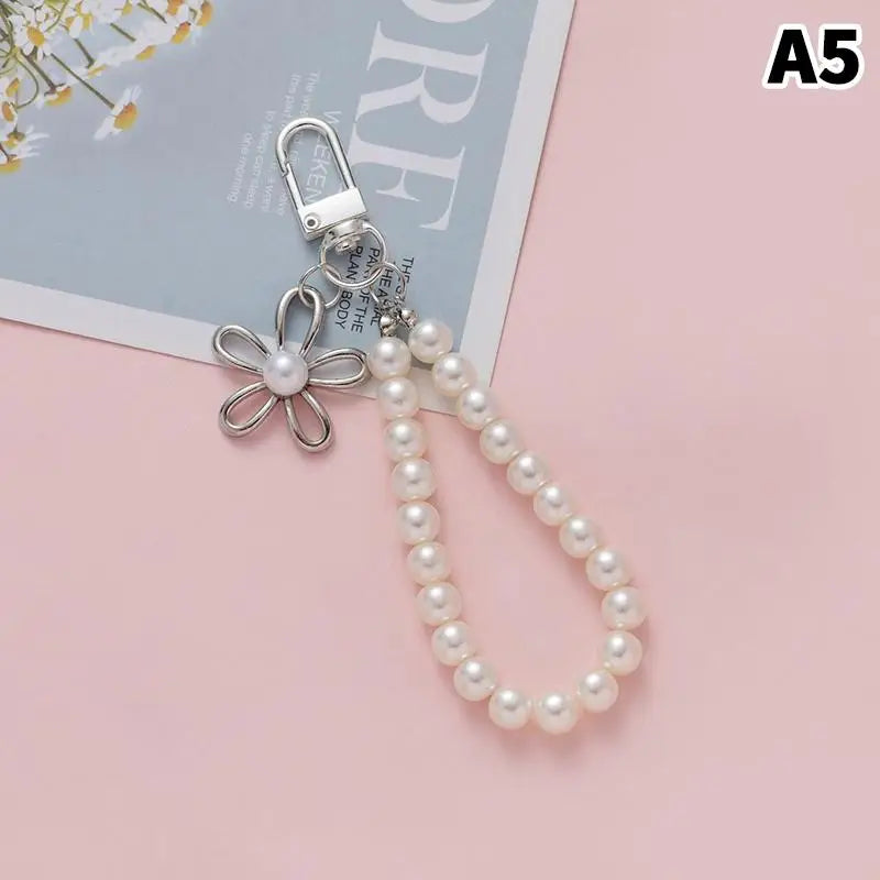 Pearl Flower Keychain Charm – Beaded Bag & Phone Pendant Keychain Charm Oasis Select A5