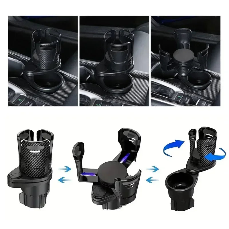 Adjustable Dual Cup Holder Car Mount Multifunction with Phone Holder Car Cup Expansion Adapter for Vehicle Cup Holers Oasis Select