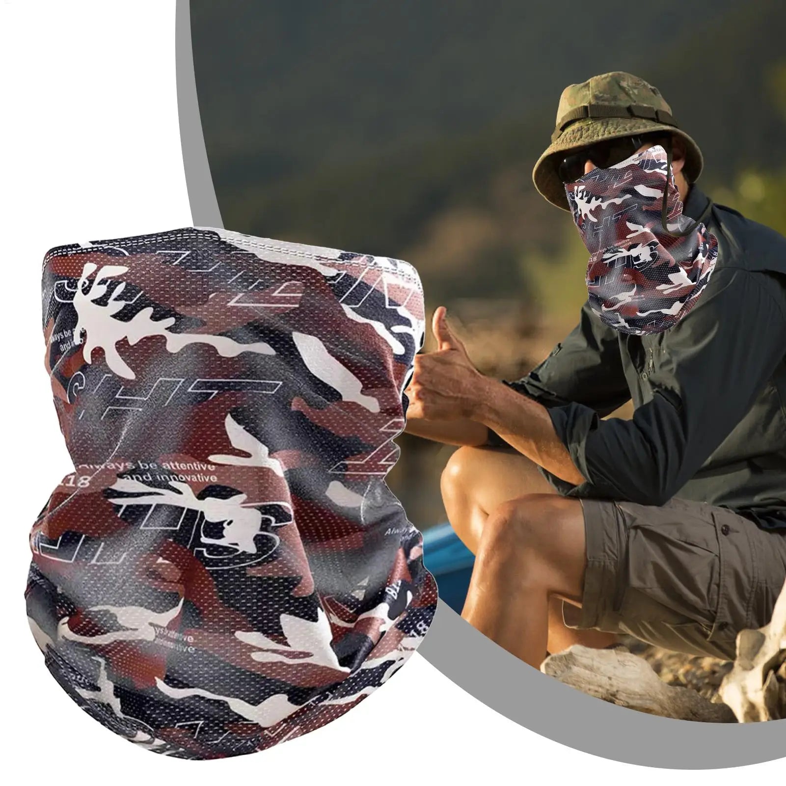 1PC Face Bandana Outdoor Windproof Head Wrap Breathable Ice Silk Facial Cover with UV Protection for Motorcycle Running Hiking Oasis Select
