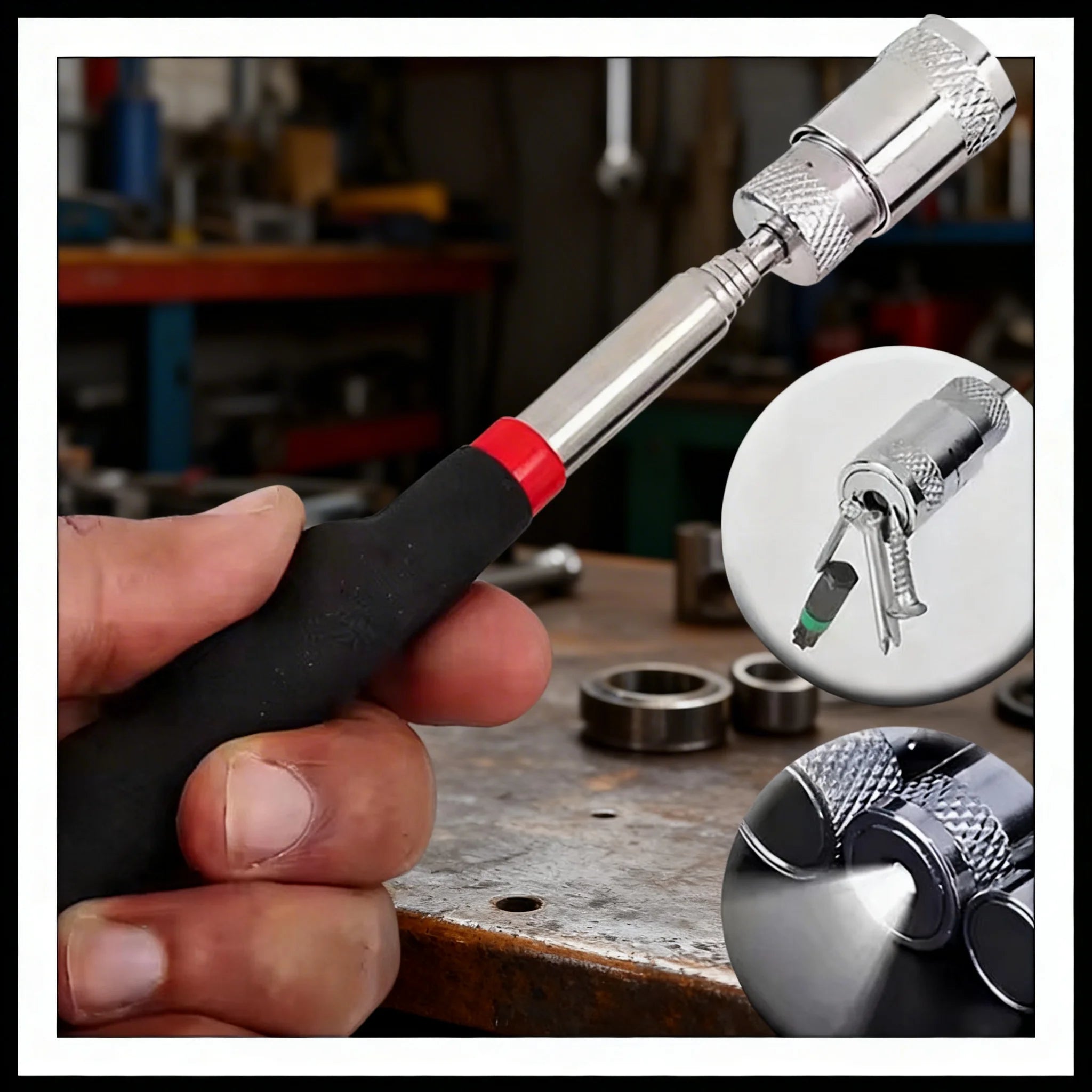 Telescopic Magnetic Pickup Tool – Extendable Magnet Pen & Light