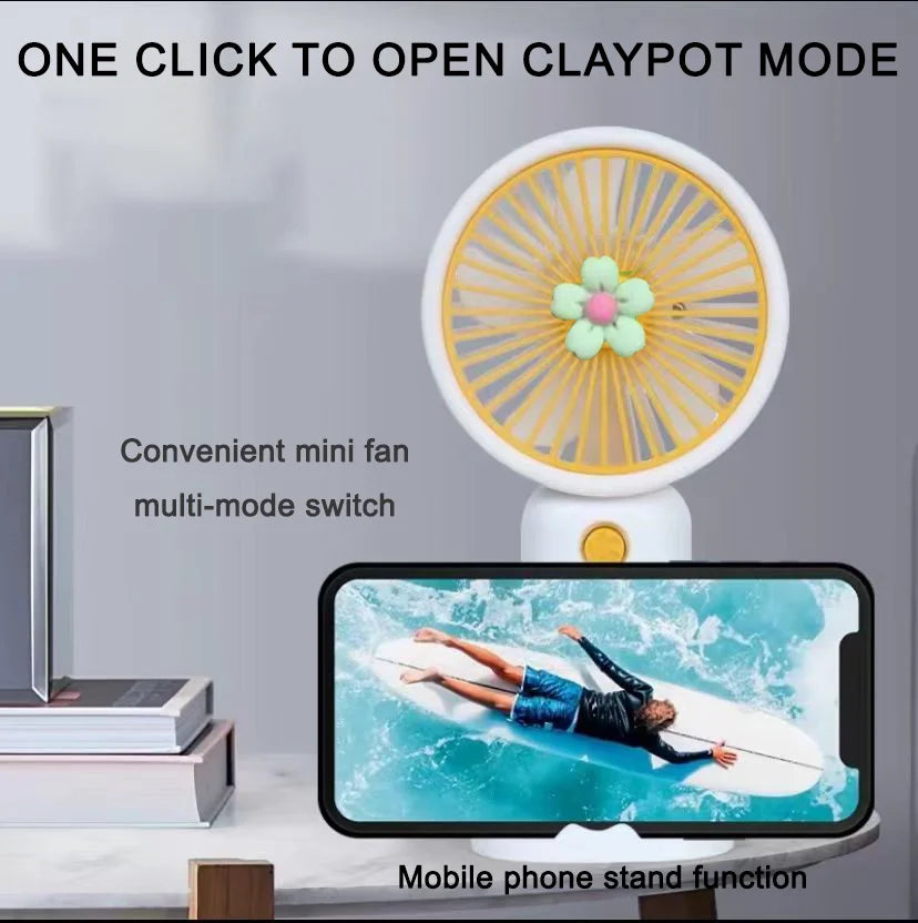 Handheld Small Fan Summer Mini USB Charging 1st Gear Fan with Lazy Stand Handheld Desktop Portable Silent Student 1PC Oasis Select