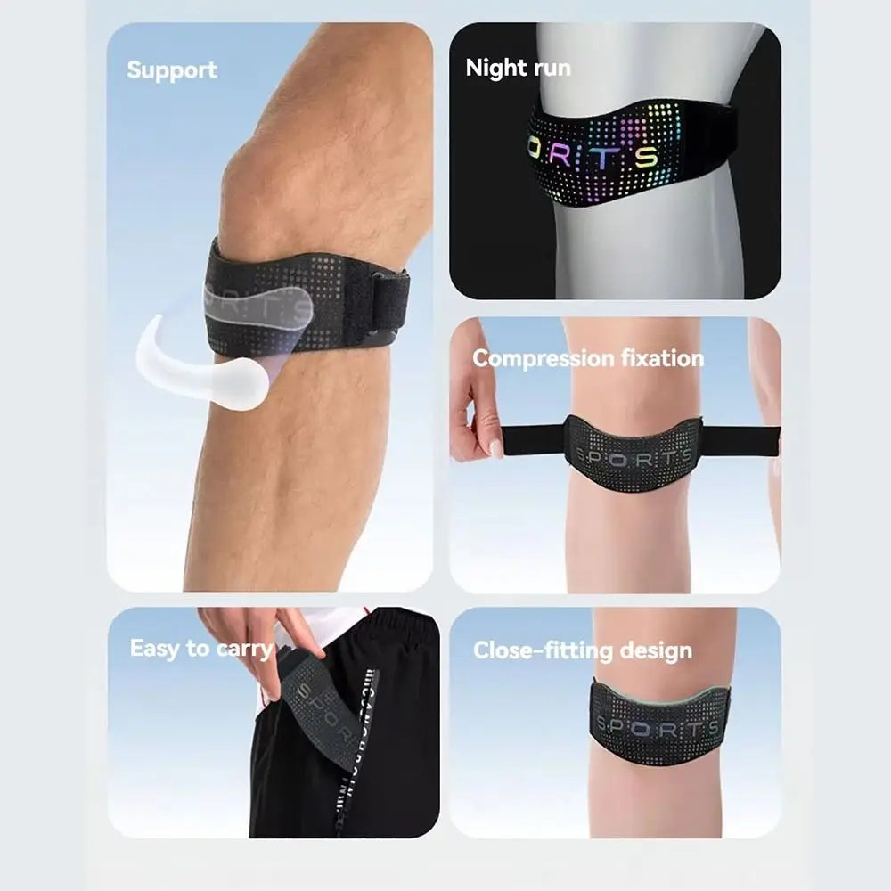 Patella Protector Sports Patella Brace Shock-absorbing Non-Slip Knee Support Pad Extra Thick Reflective Knee Strap Cycling Oasis Select