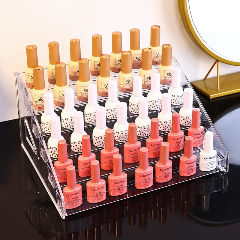 1pc multi-layer acrylic buckle nail polish display rack transparent ladder type sorting rack quick installation cosmetics rack Oasis Select